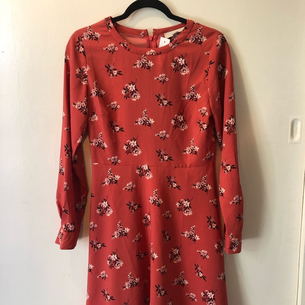 LOFT Floral Long-Sleeved Dress